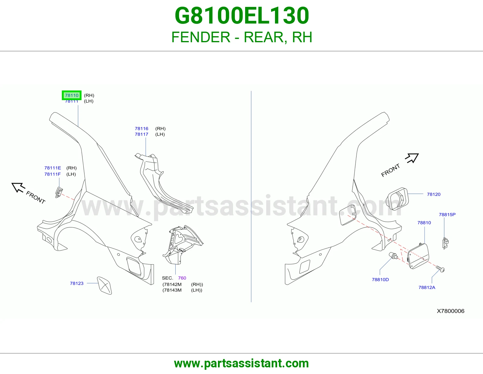 رفرف خلفي يمين G8100EL130