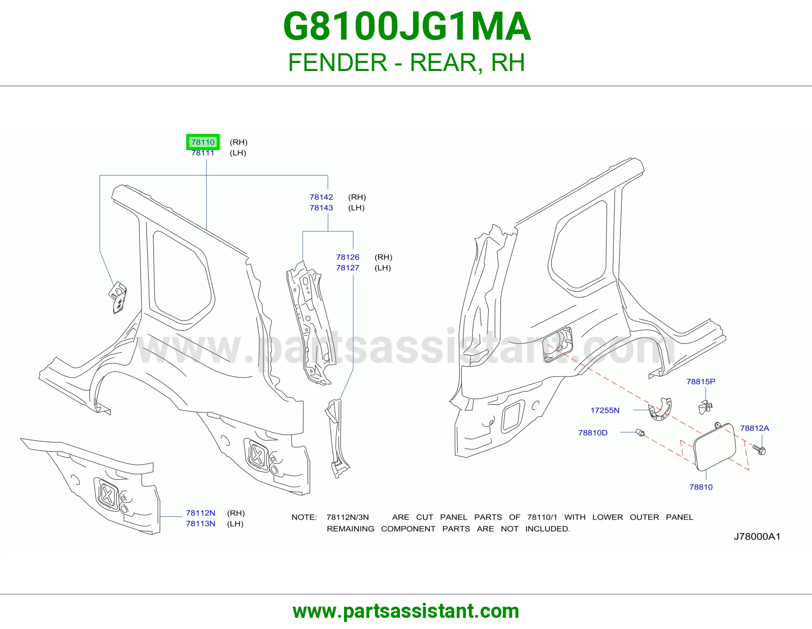 رفرف خلفي يمين G8100JG1MA