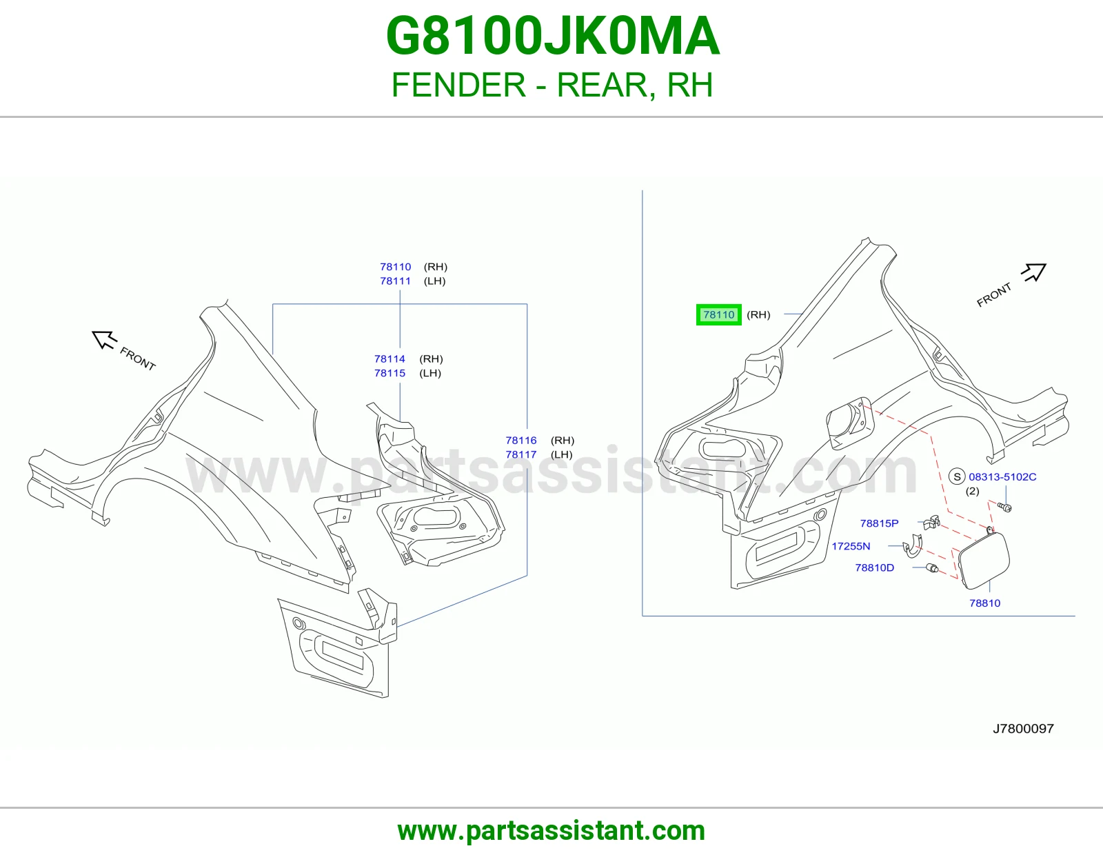 رفرف خلفي يمين G8100JK0MA