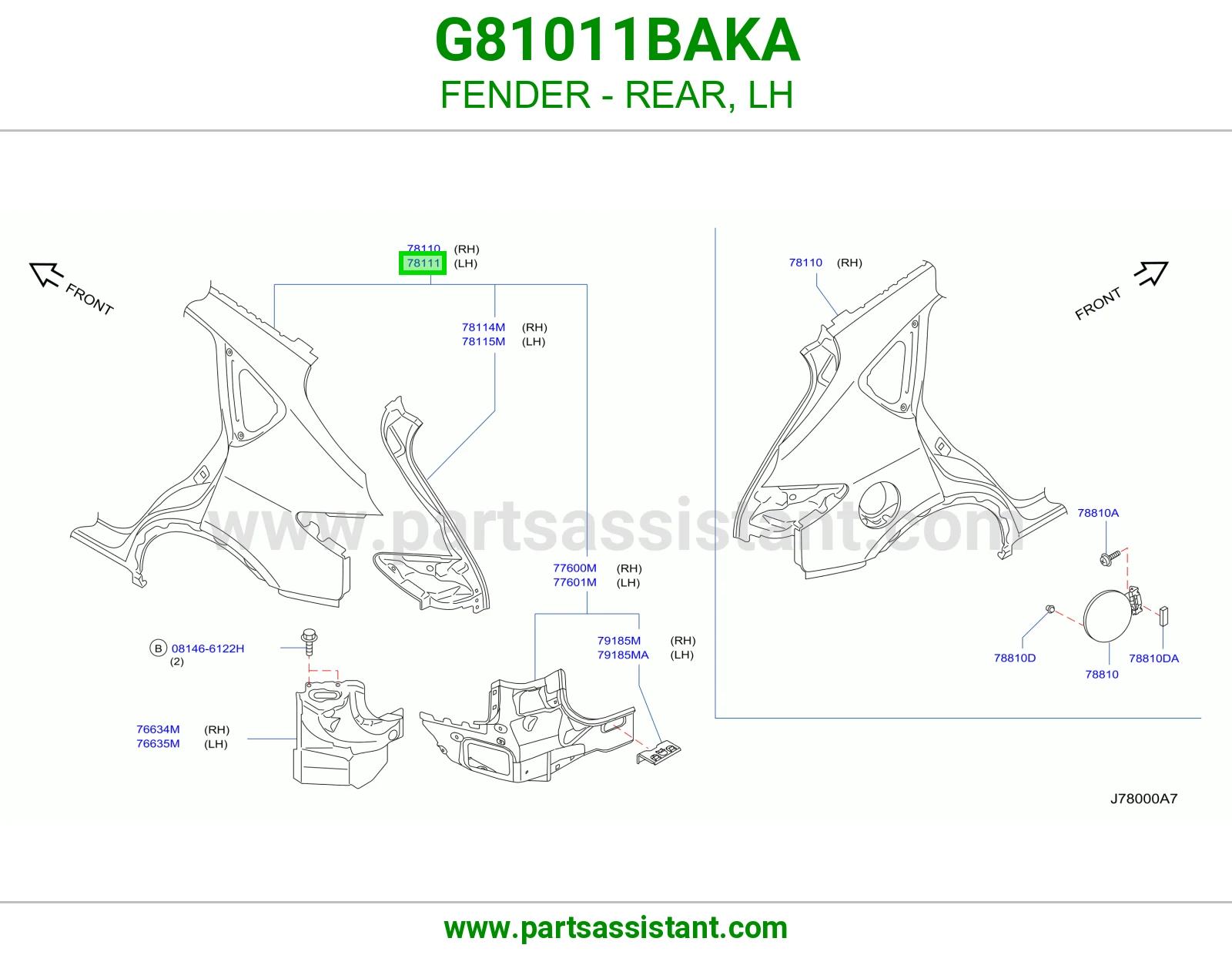 رفرف خلفي يسار G81011BAKA