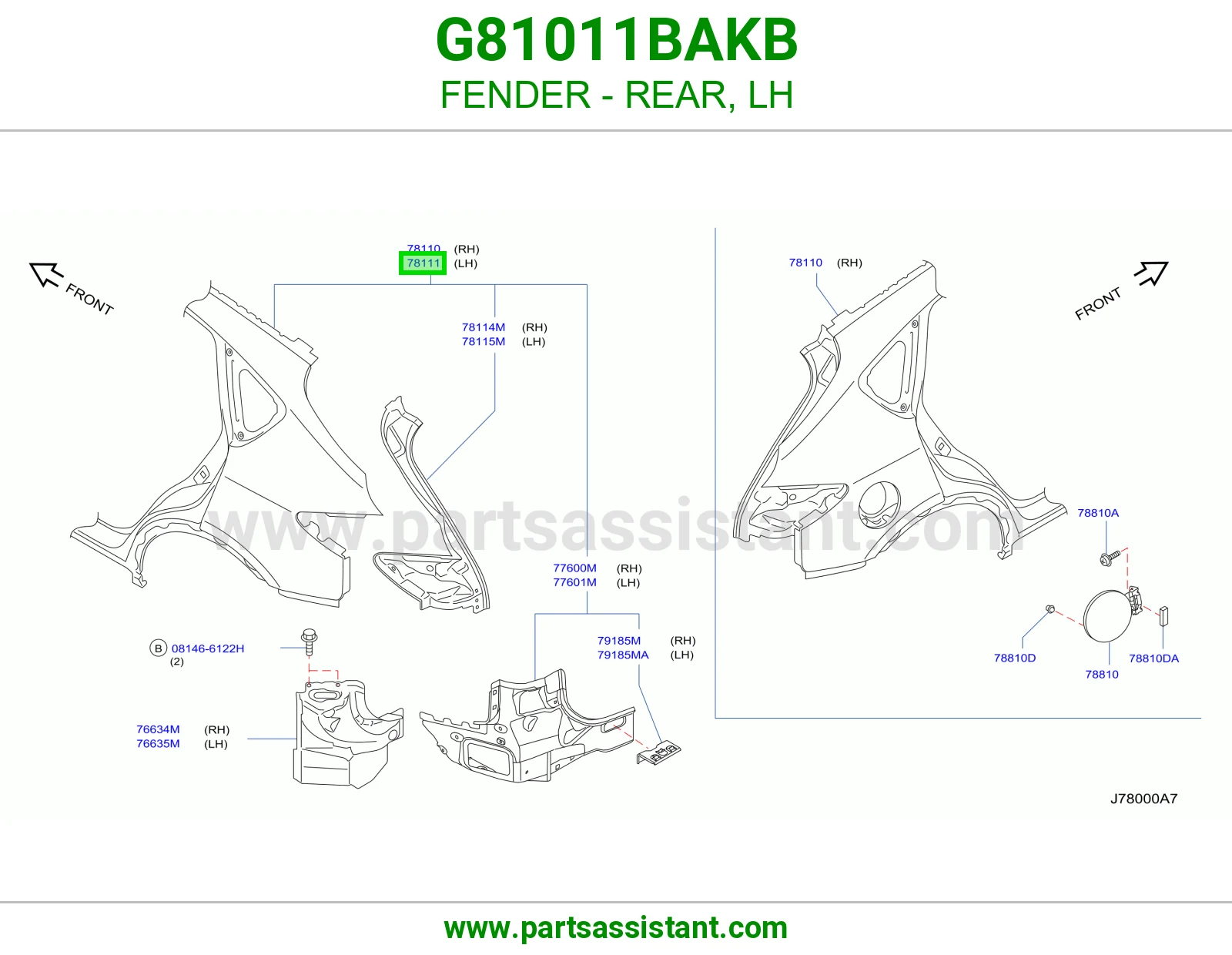 رفرف خلفي يسار G81011BAKB