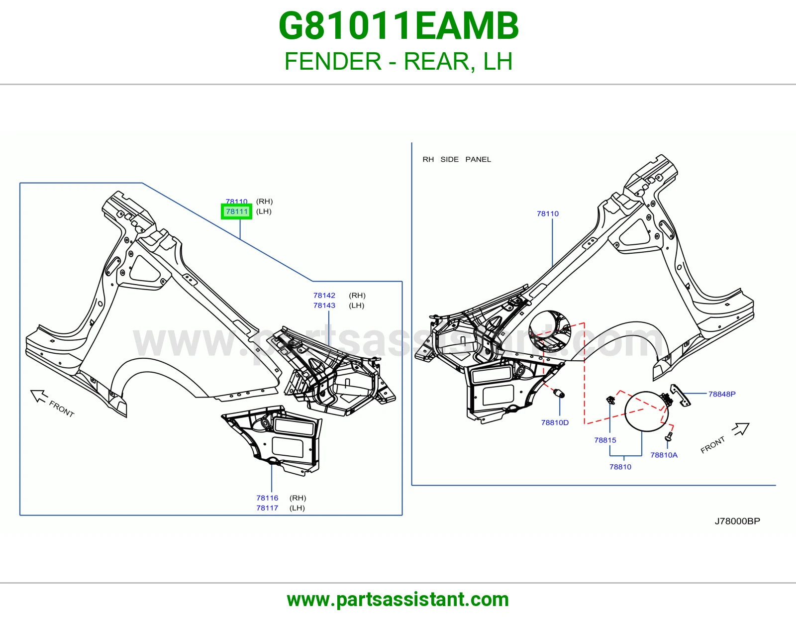 FENDER - REAR, LH G81011EAMB