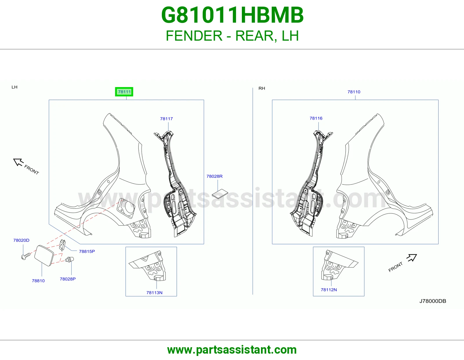 رفرف خلفي يسار G81011HBMB