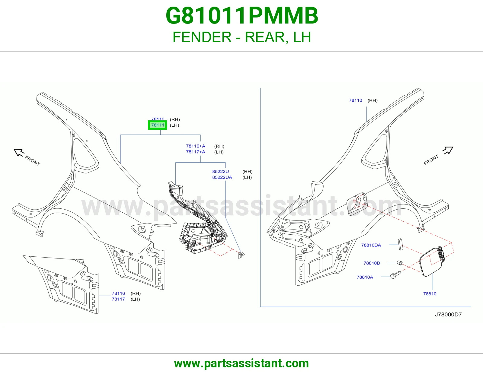 رفرف خلفي يسار G81011PMMB