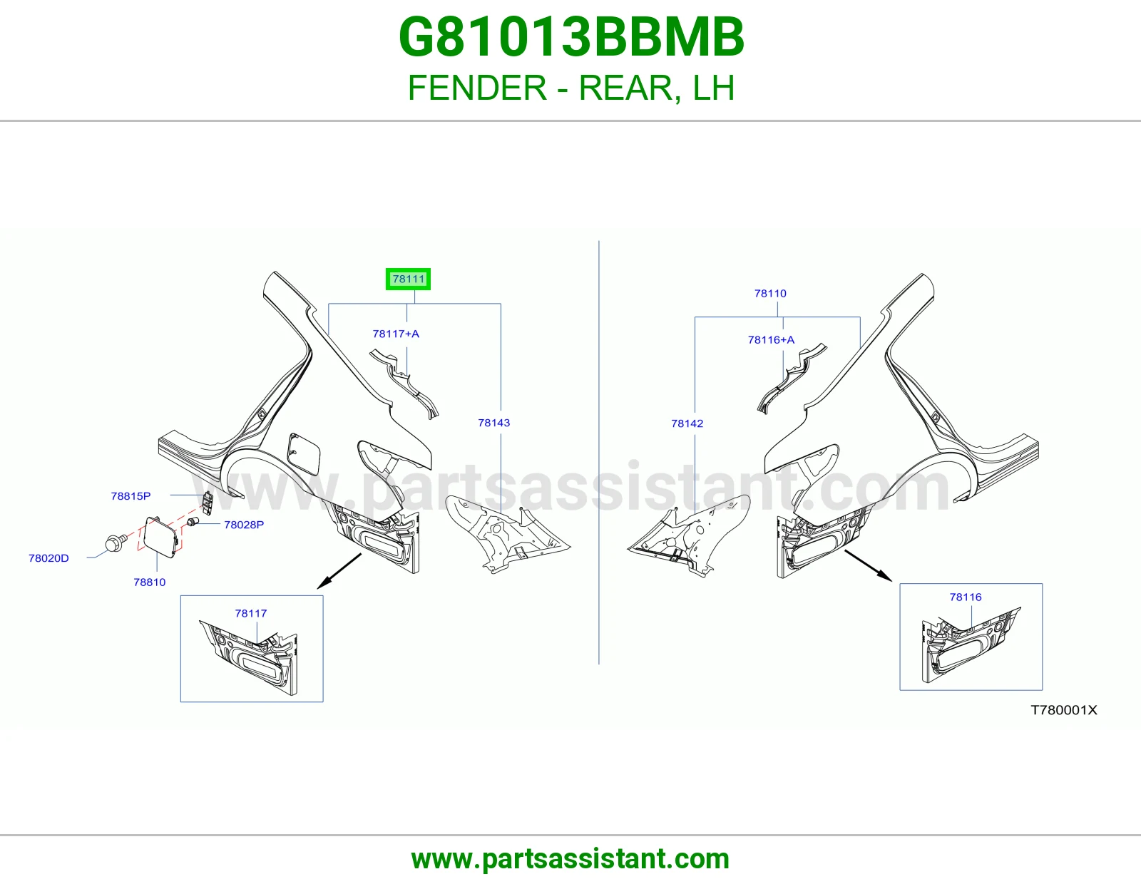 رفرف خلفي يسار G81013BBMB