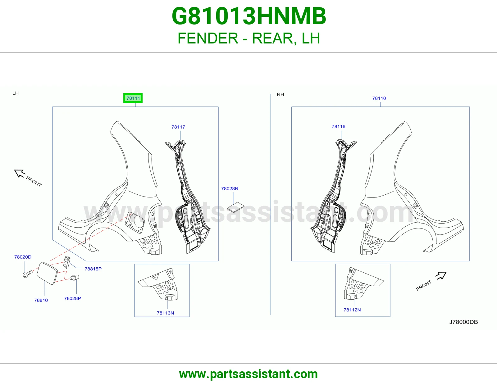 رفرف خلفي يسار G81013HNMB
