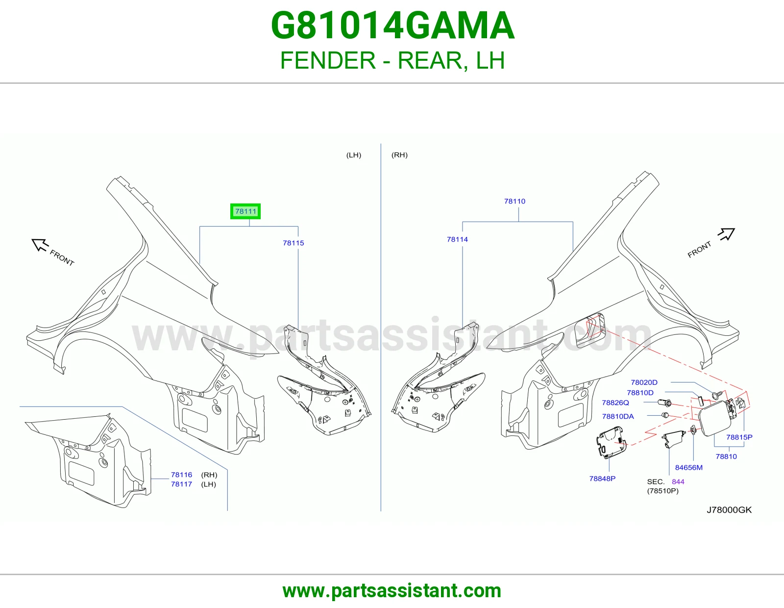 رفرف خلفي يسار G81014GAMA