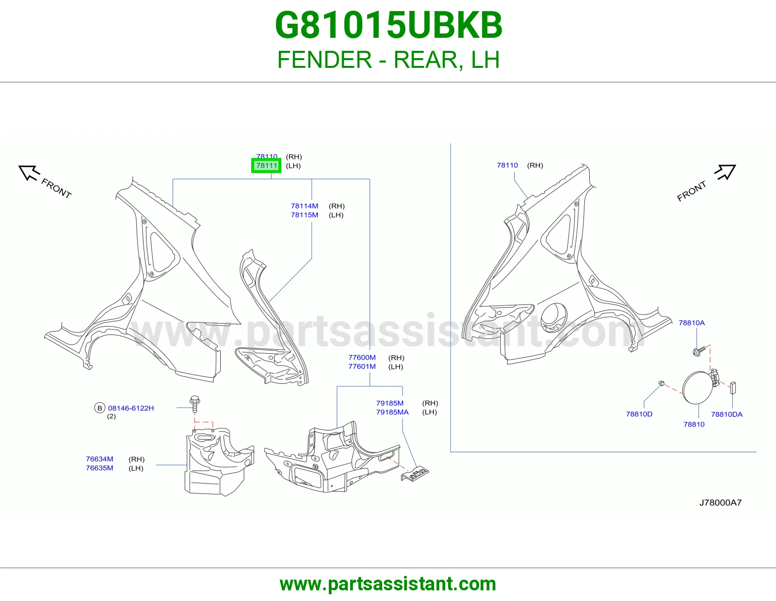 رفرف خلفي يسار G81015UBKB