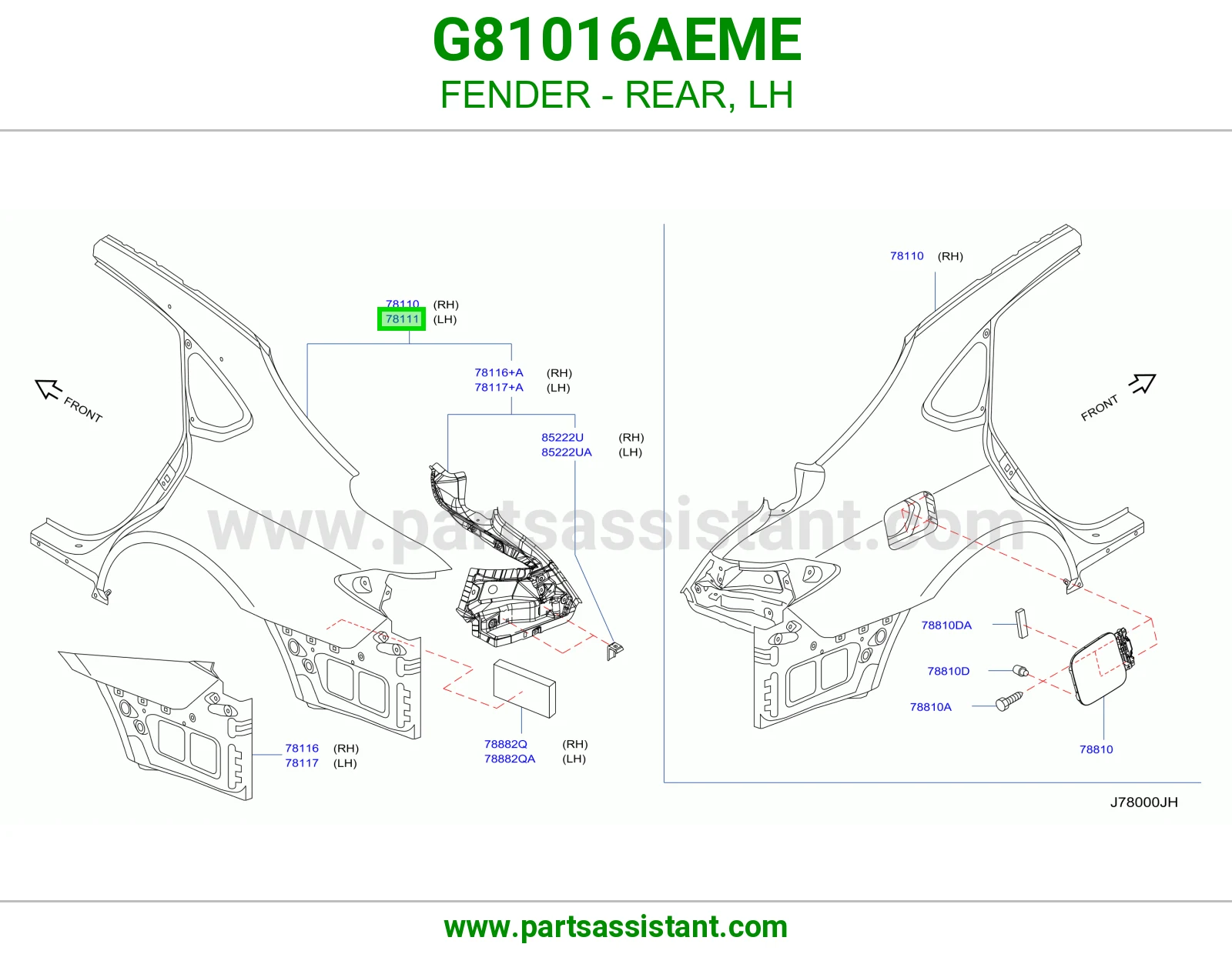 رفرف خلفي يسار G81016AEME