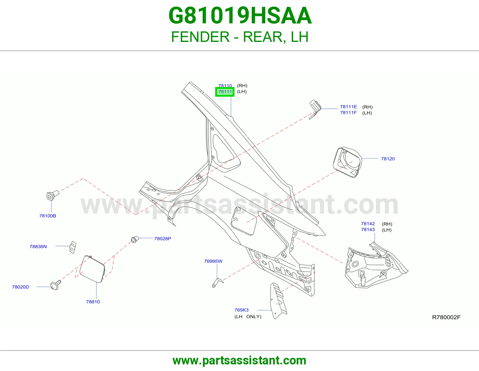 رفرف خلفي يسار G81019HSAA