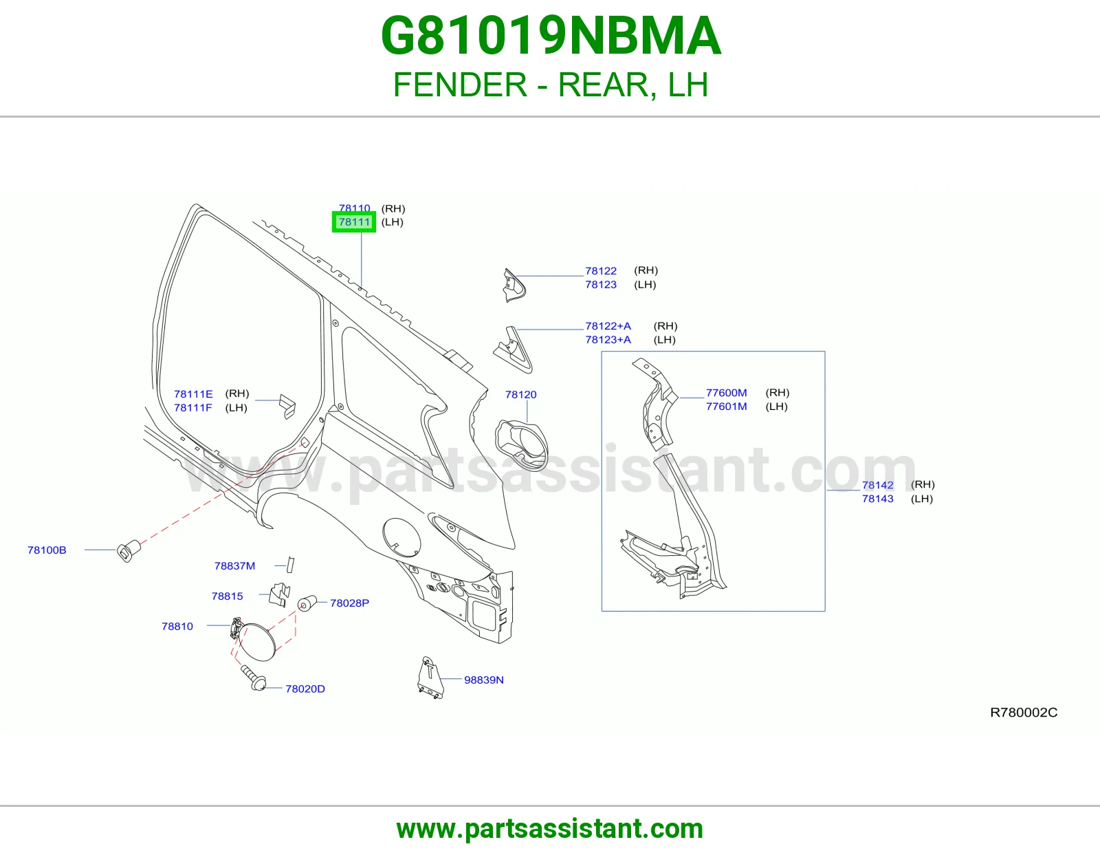 رفرف خلفي يسار G81019NBMA