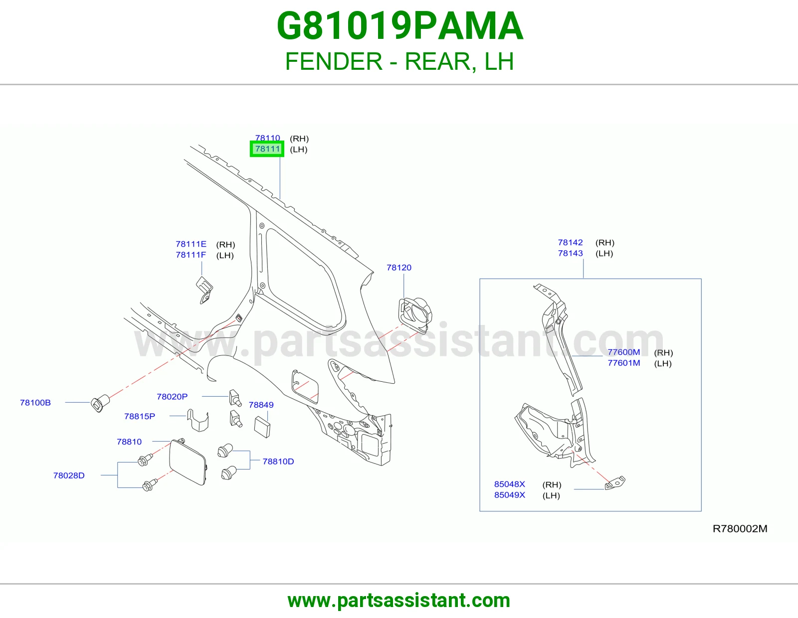 رفرف خلفي يسار G81019PAMA