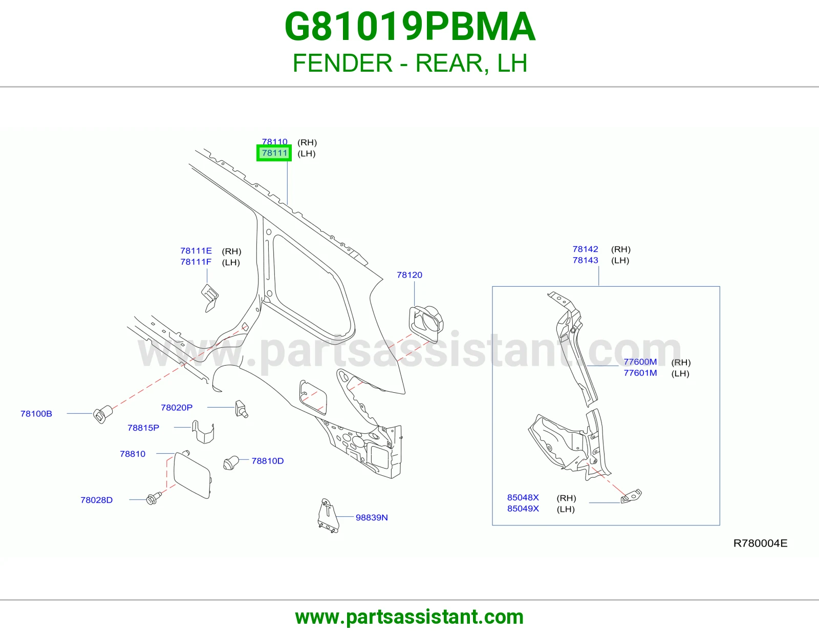 رفرف خلفي يسار G81019PBMA