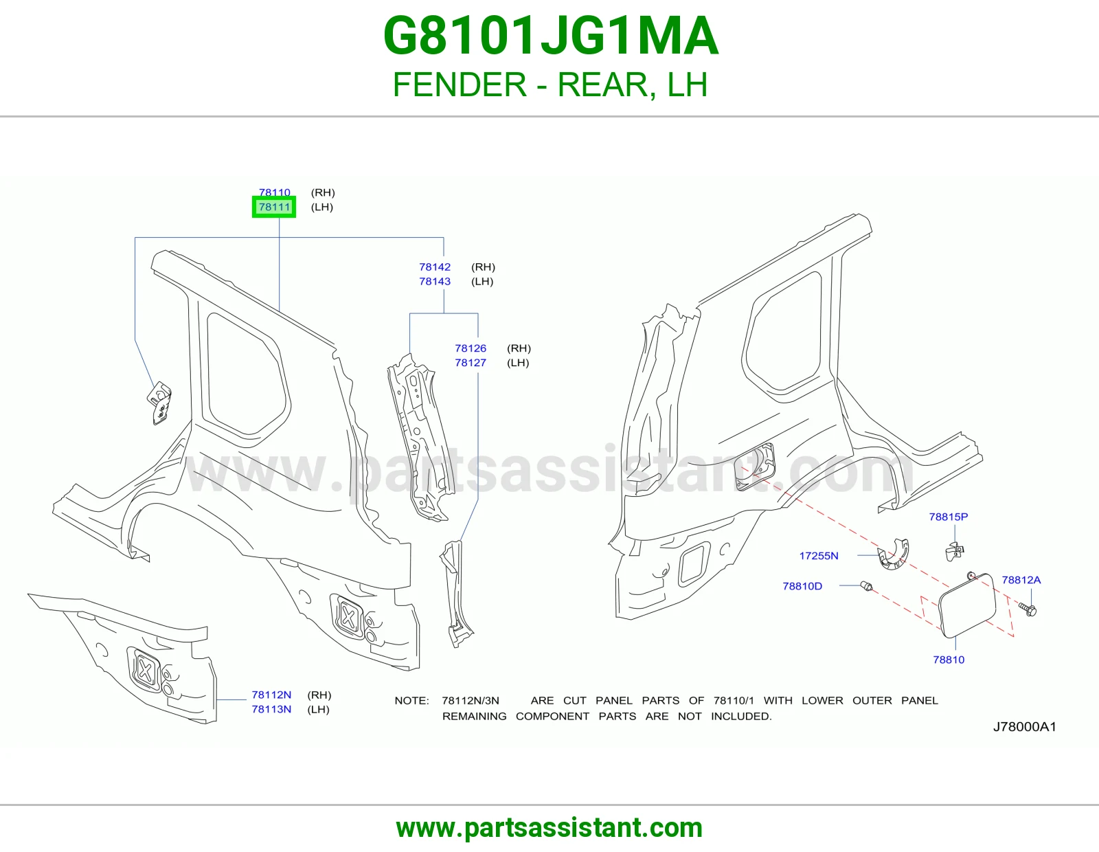 رفرف خلفي يسار G8101JG1MA