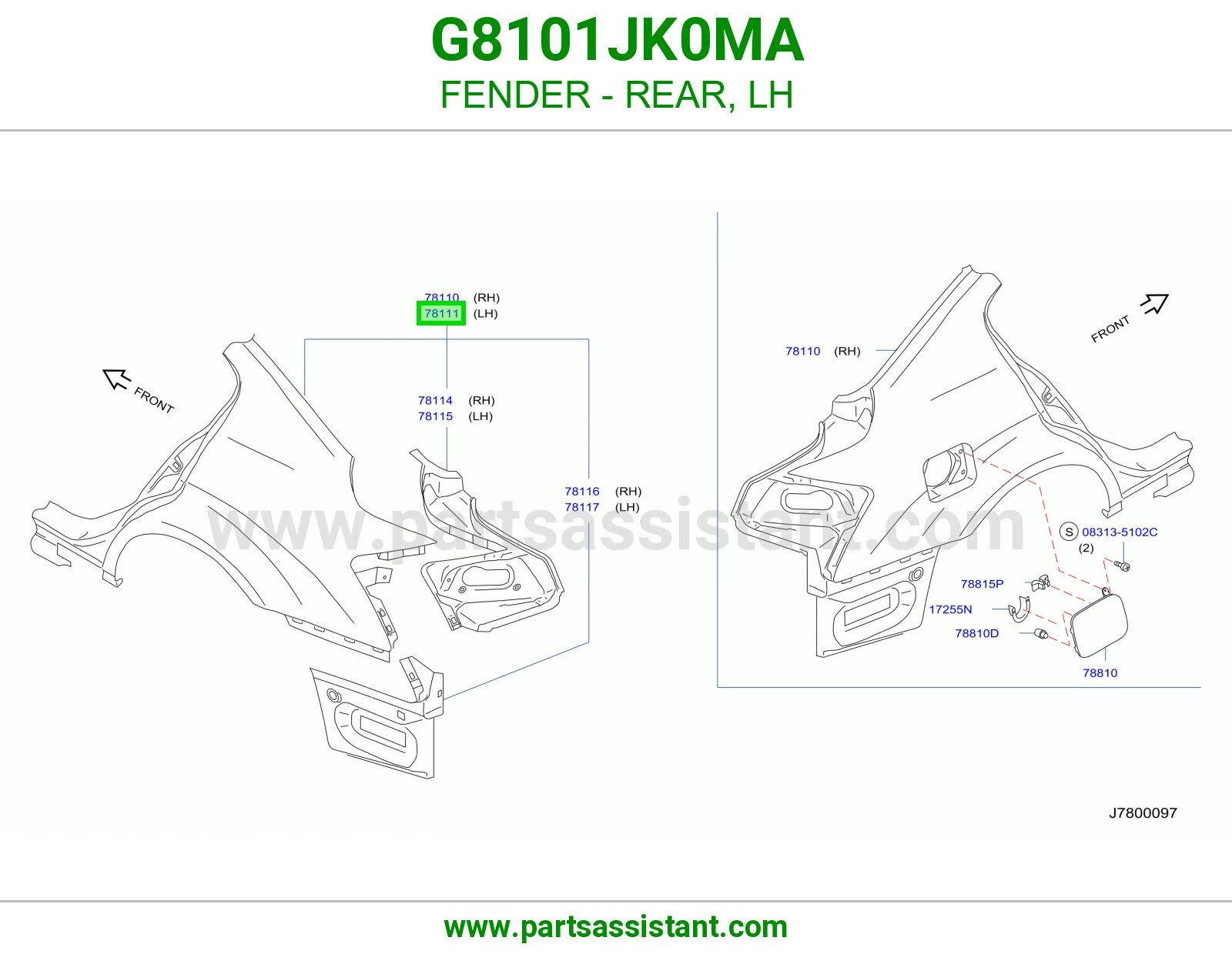 رفرف خلفي يسار G8101JK0MA