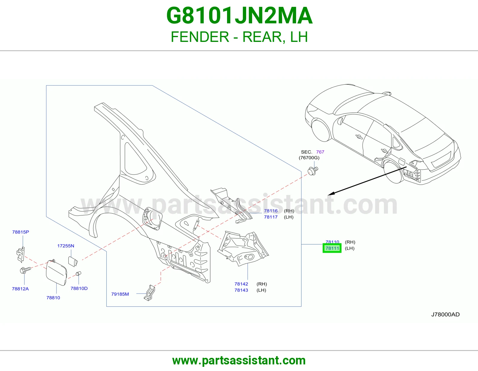رفرف خلفي يسار G8101JN2MA