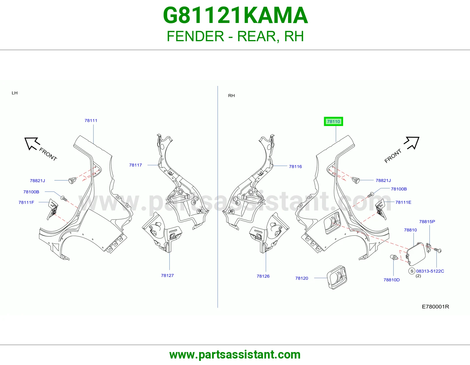 رفرف خلفي يمين G81121KAMA