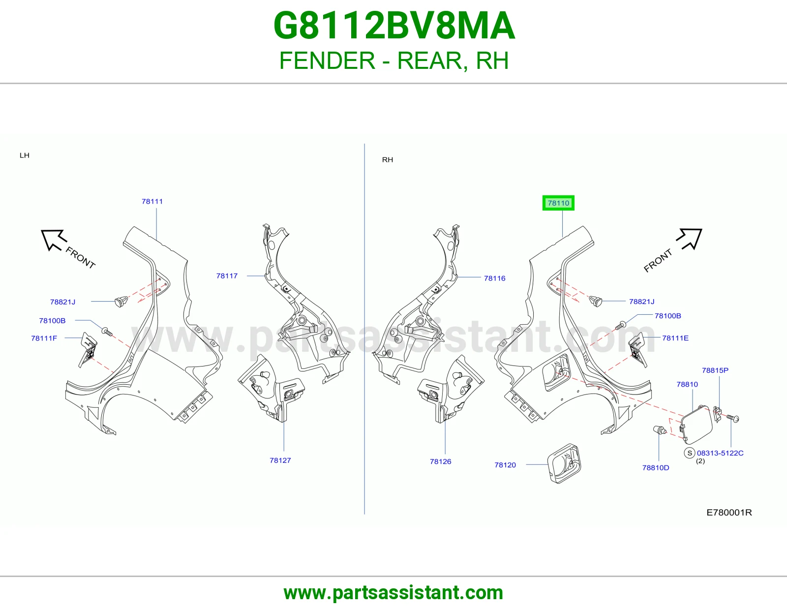 رفرف خلفي يمين G8112BV8MA