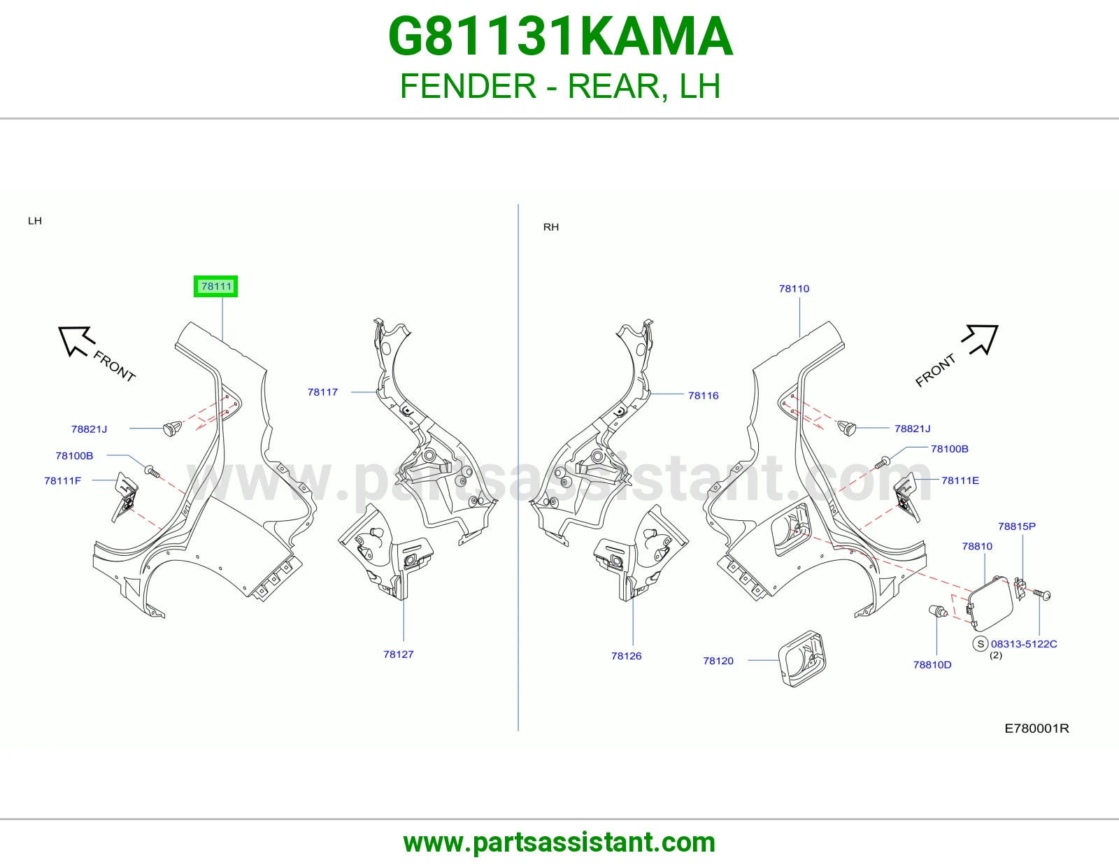رفرف خلفي يسار G81131KAMA