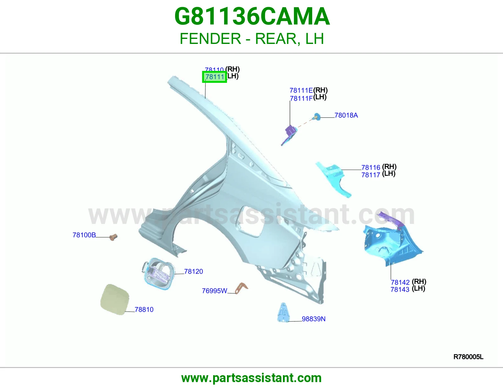 رفرف خلفي يسار G81136CAMA