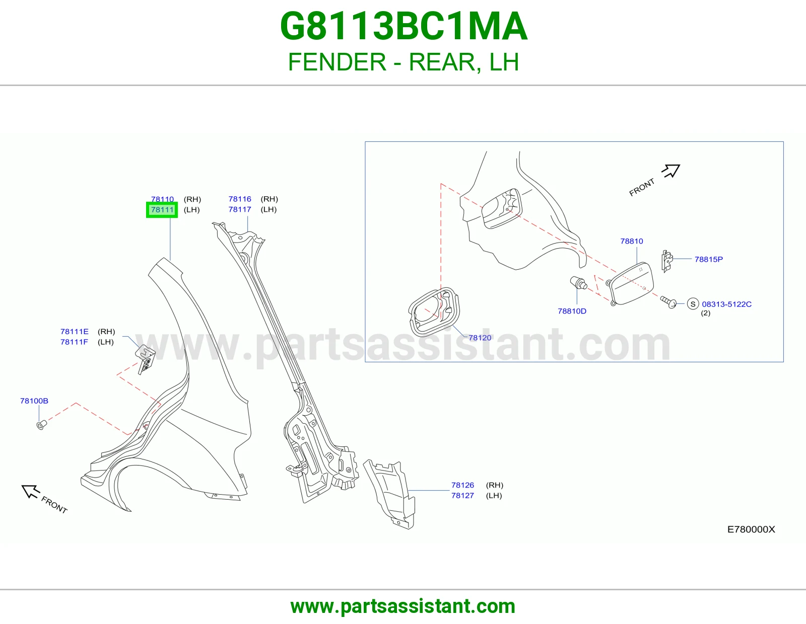 رفرف خلفي يسار G8113BC1MA
