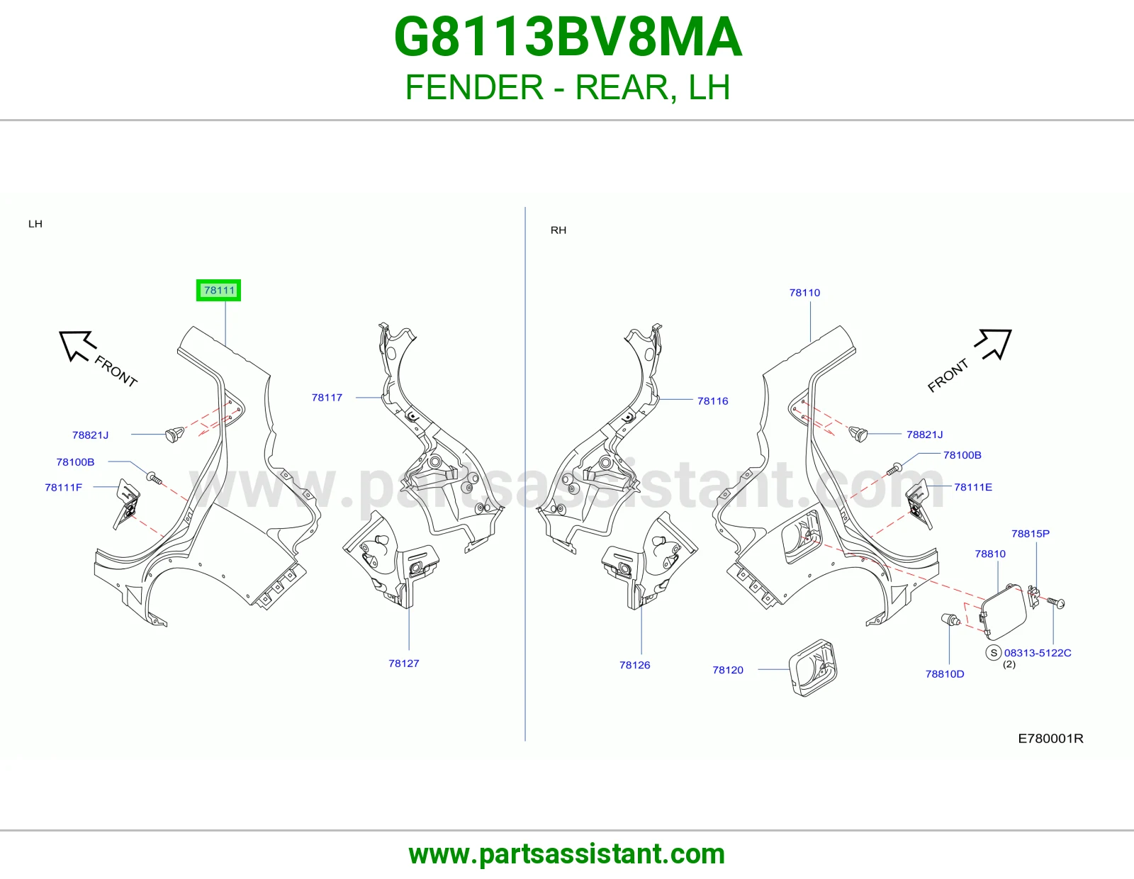رفرف خلفي يسار G8113BV8MA