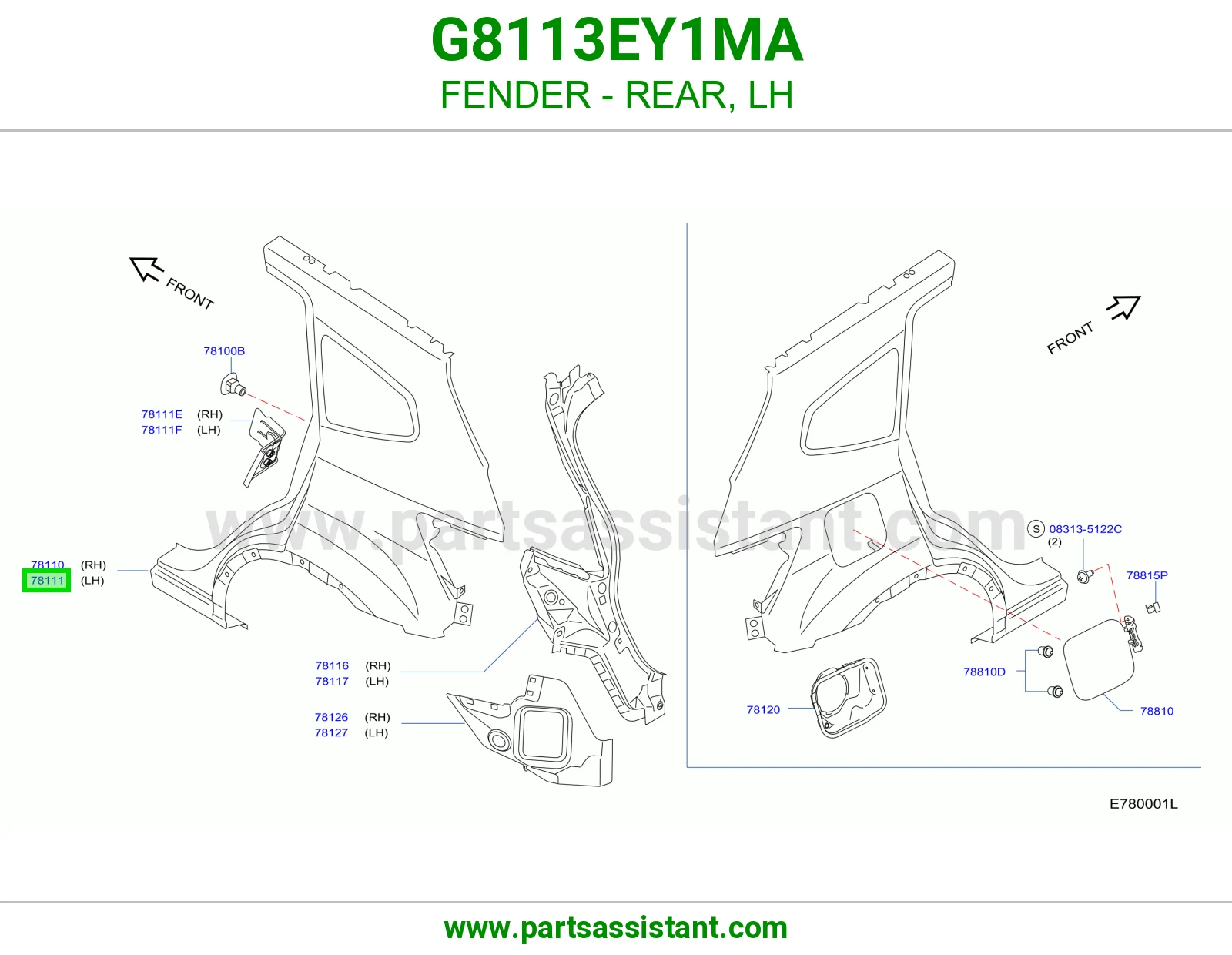 رفرف خلفي يسار G8113EY1MA