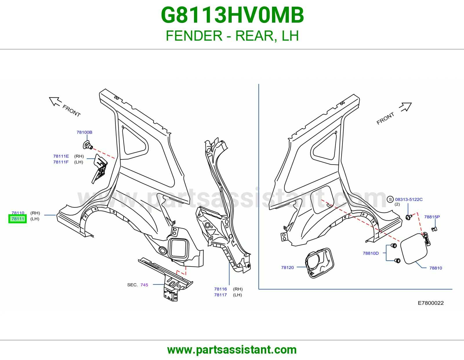 رفرف خلفي يسار G8113HV0MB