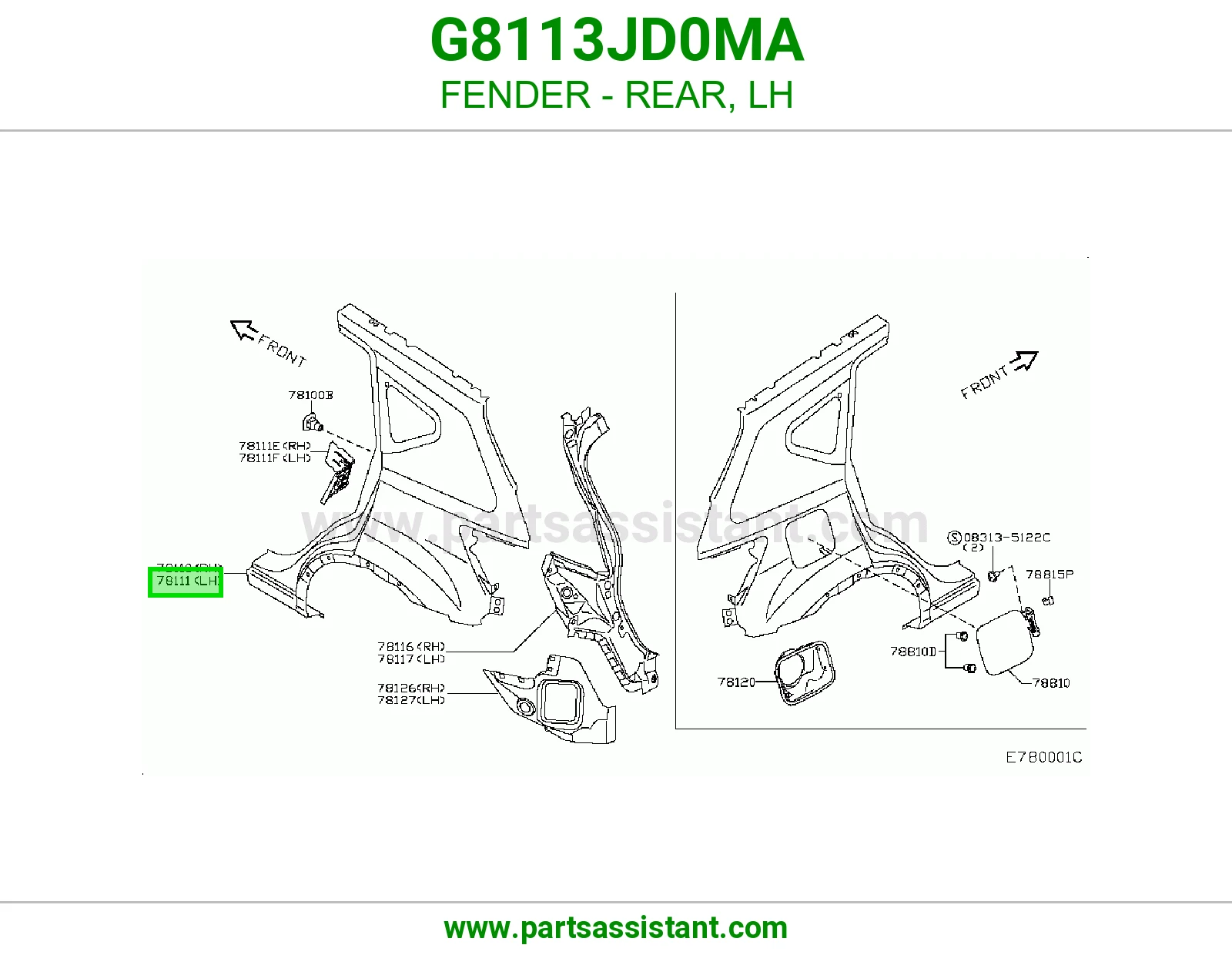 رفرف خلفي يسار G8113JD0MA