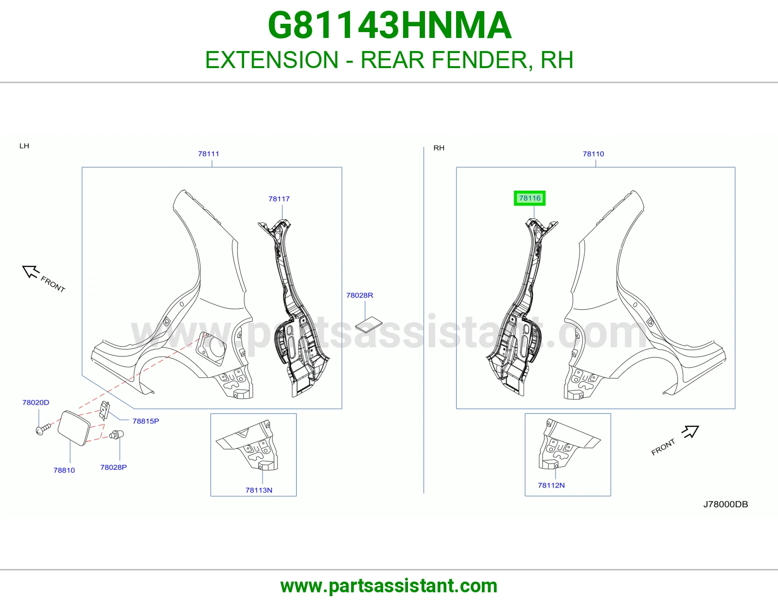 تكملة رفرف خلفي يمين G81143HNMA