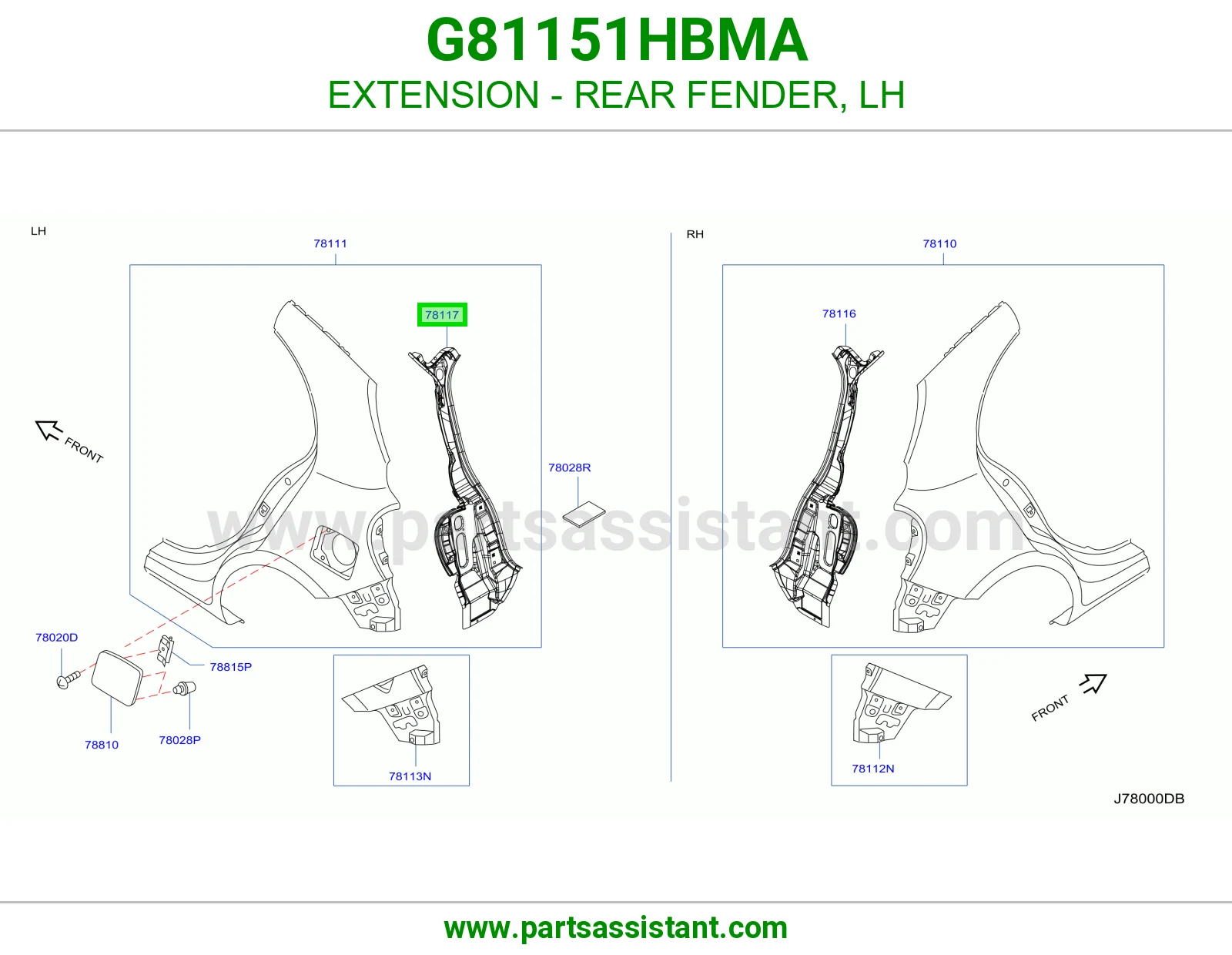 تكملة رفرف خلفي يسار G81151HBMA