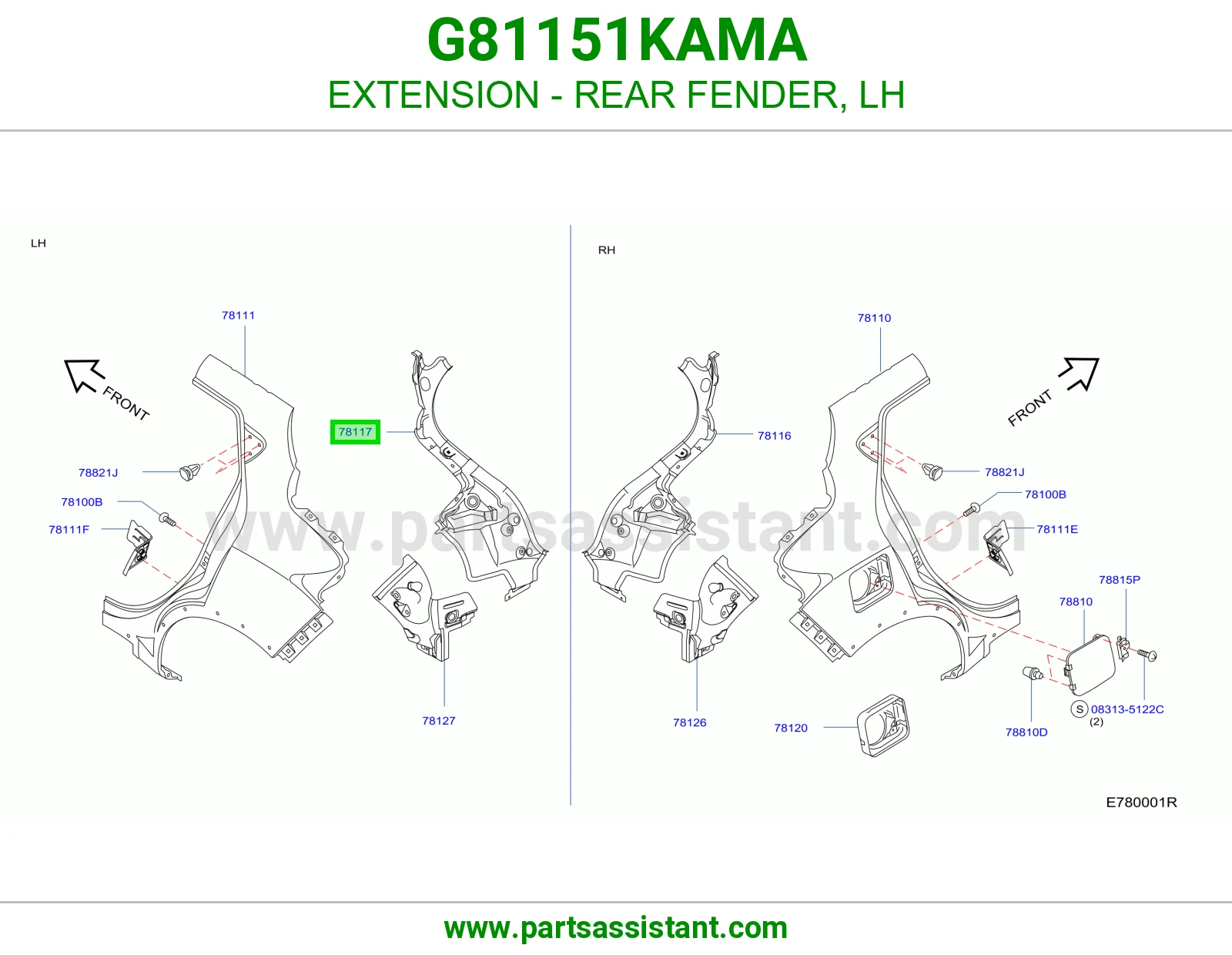 تكملة رفرف خلفي يسار G81151KAMA