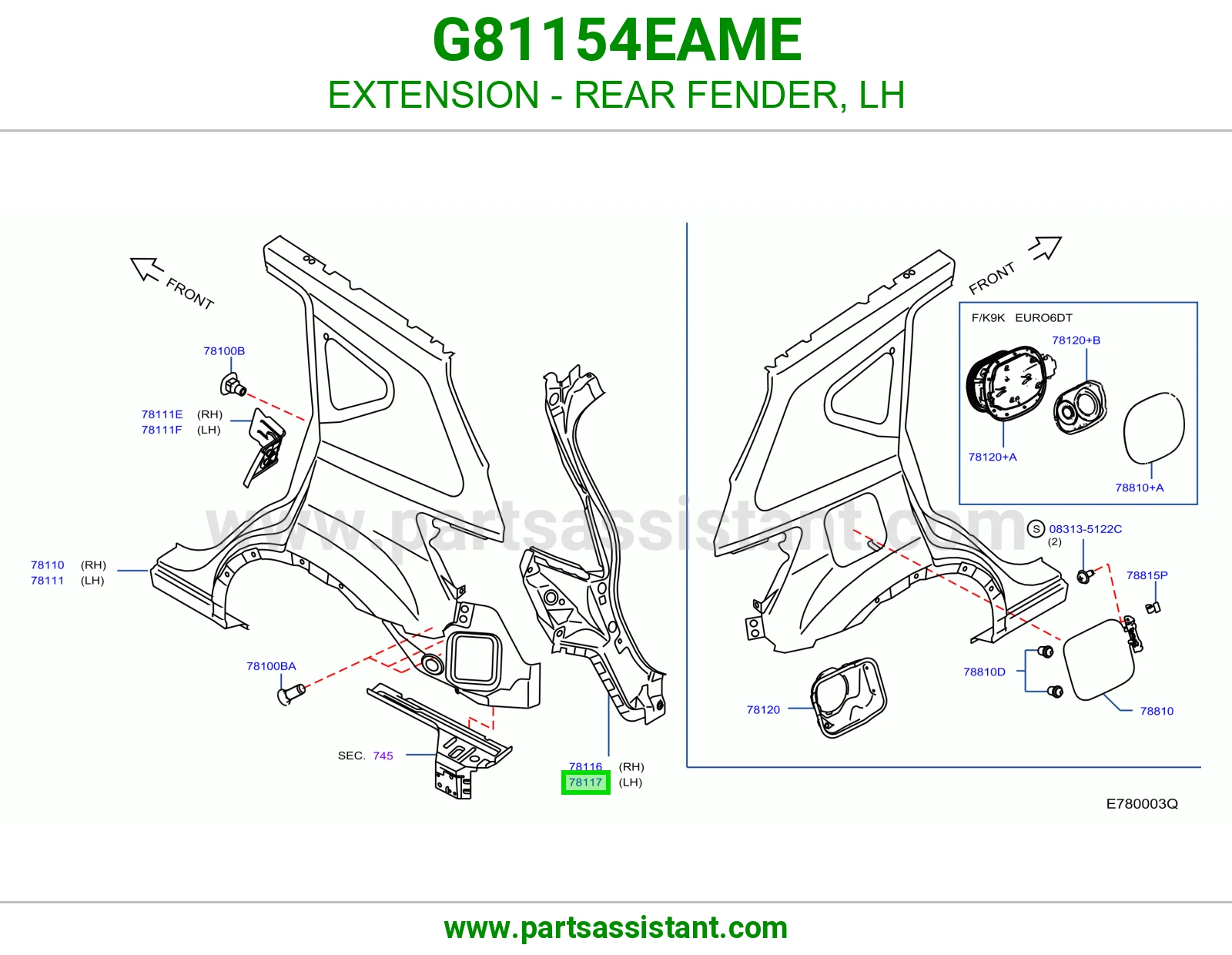 تكملة رفرف خلفي يسار G81154EAME