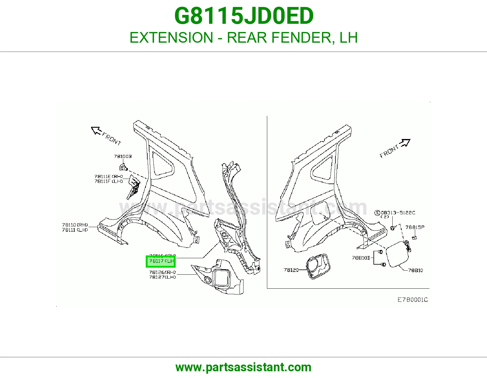 تكملة رفرف خلفي يسار G8115JD0ED