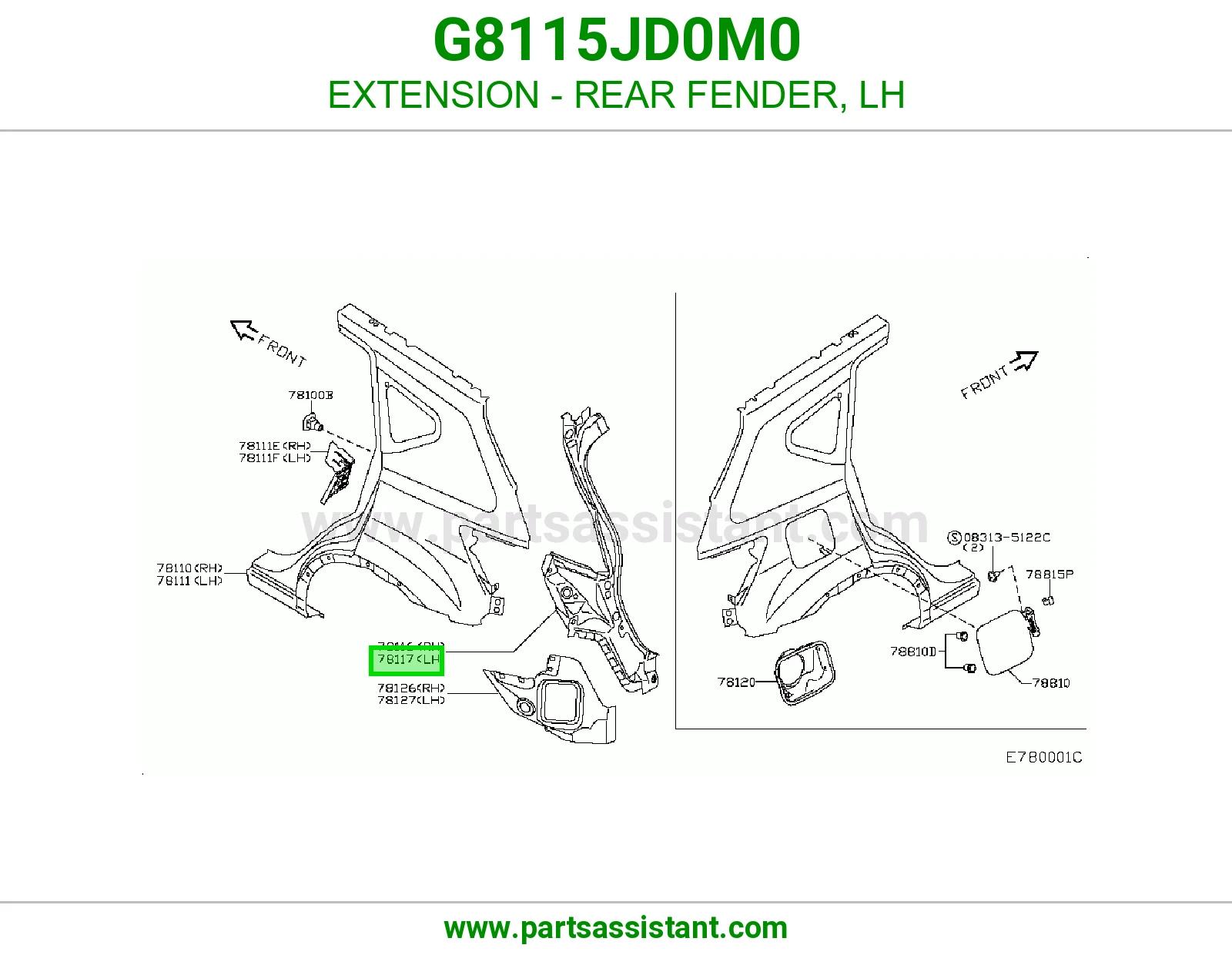 تكملة رفرف خلفي يسار G8115JD0M0