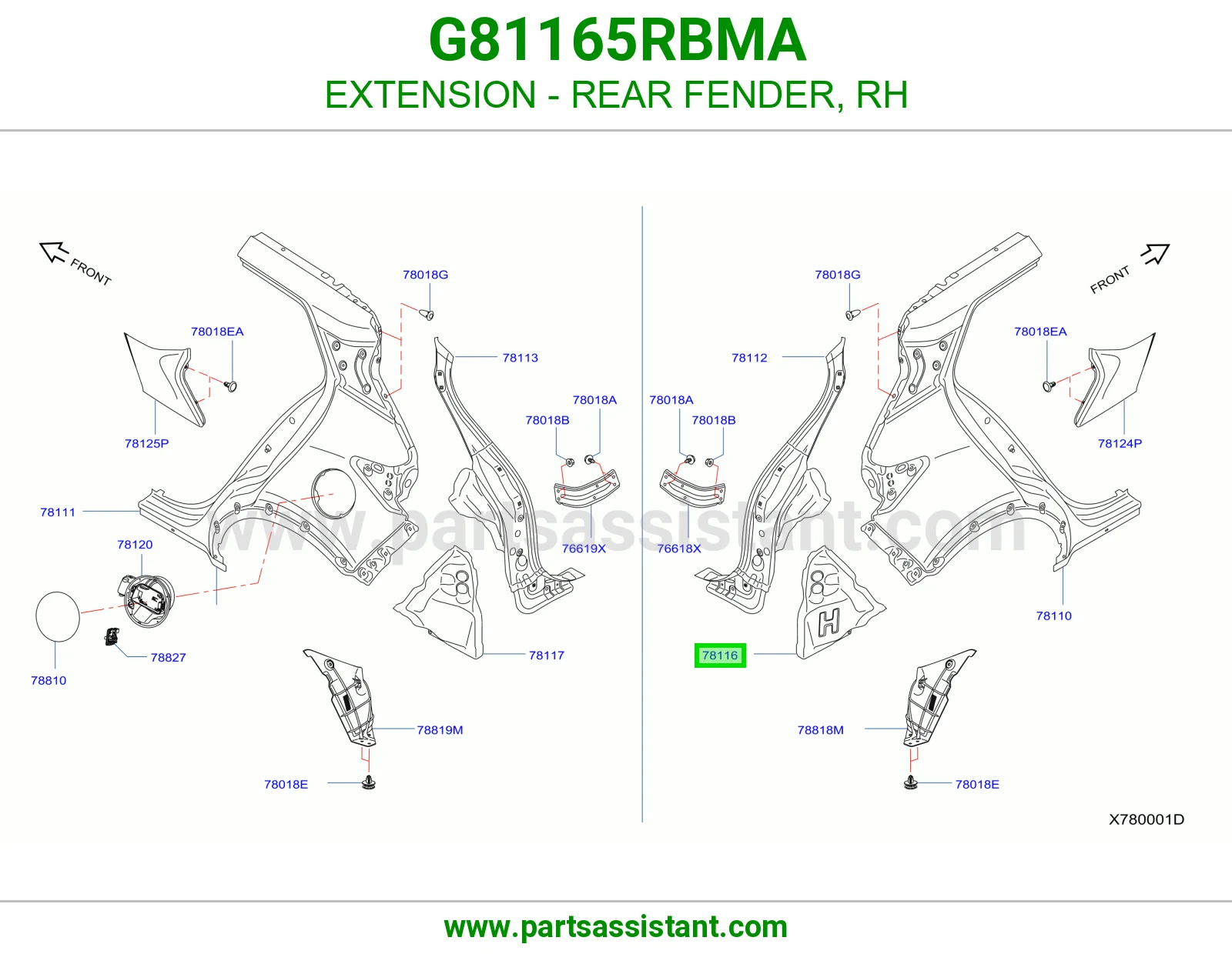 تكملة رفرف خلفي يمين G81165RBMA