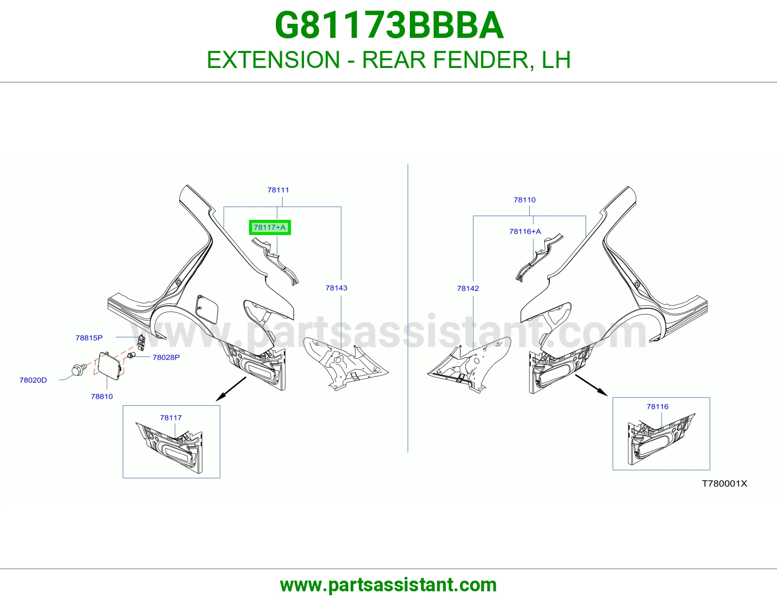 تكملة رفرف خلفي يسار G81173BBBA