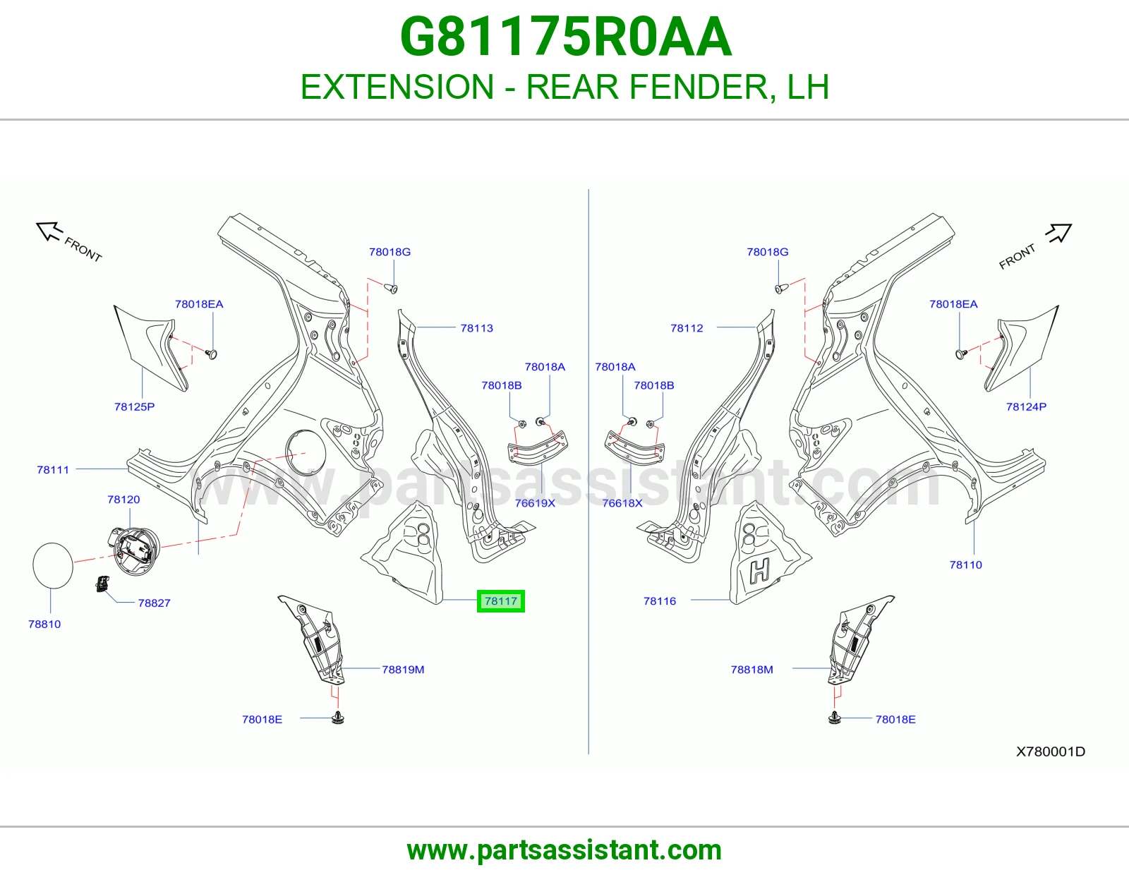 تكملة رفرف خلفي يسار G81175R0AA