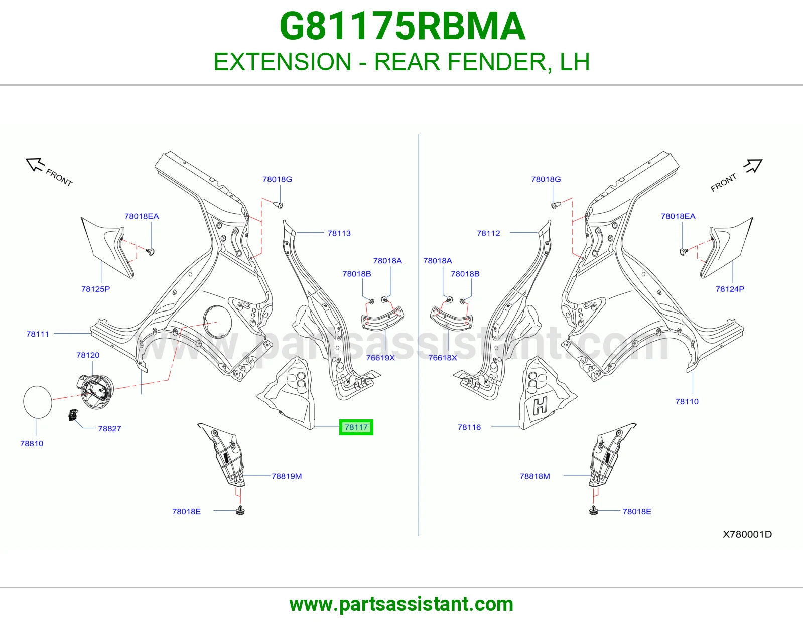 تكملة رفرف خلفي يسار G81175RBMA
