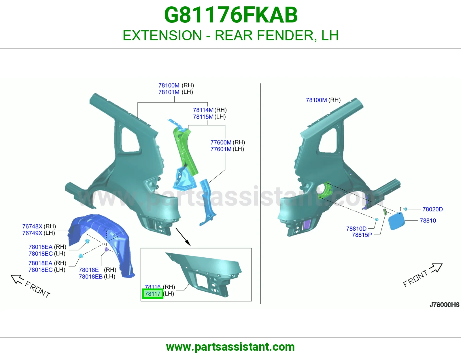 تكملة رفرف خلفي يسار G81176FKAB