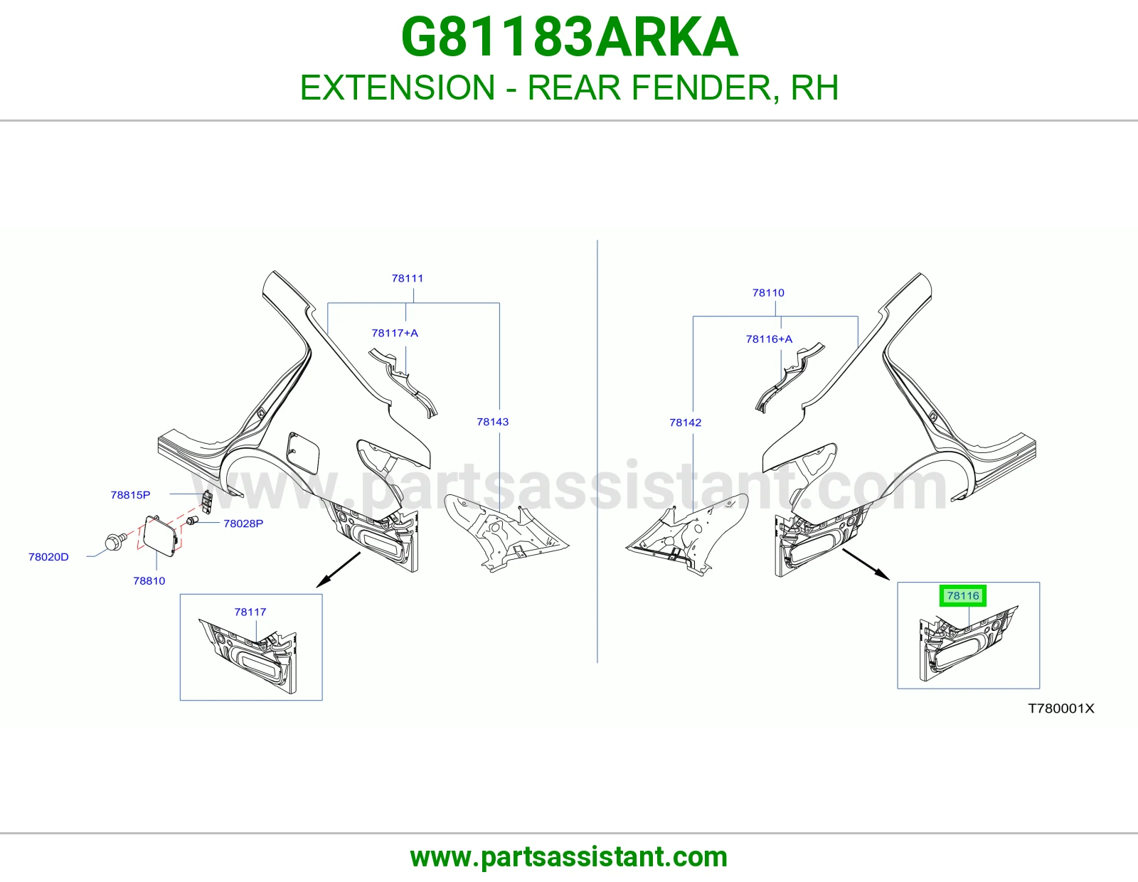 تكملة رفرف خلفي يمين G81183ARKA