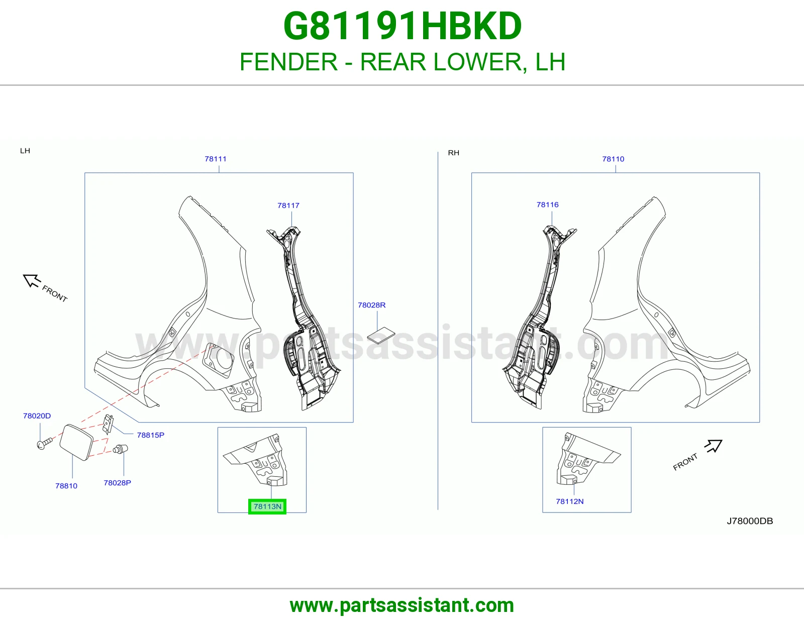 رفرف خلفي تحت يسار G81191HBKD