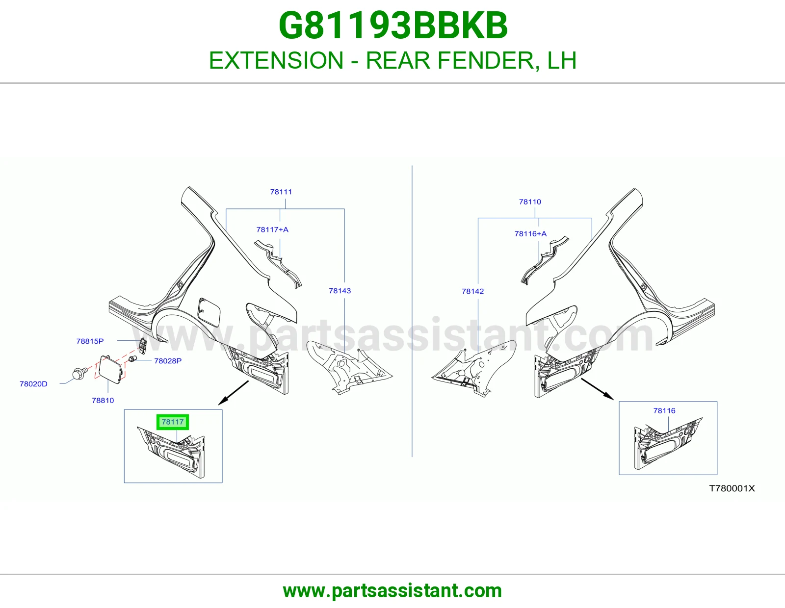 تكملة رفرف خلفي يسار G81193BBKB