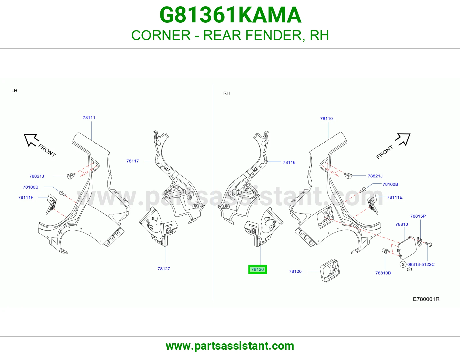 ركن رفرف خلفي يمين G81361KAMA
