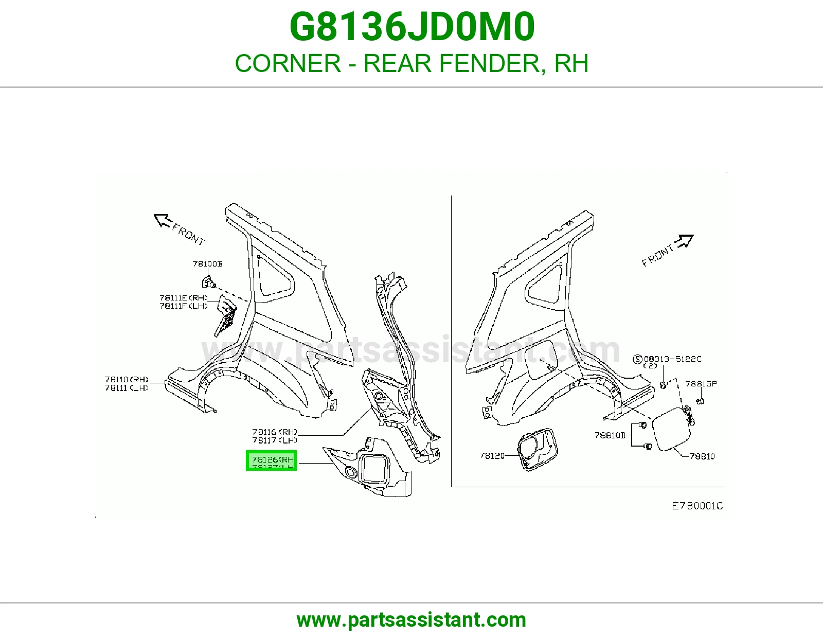 ركن رفرف خلفي يمين G8136JD0M0