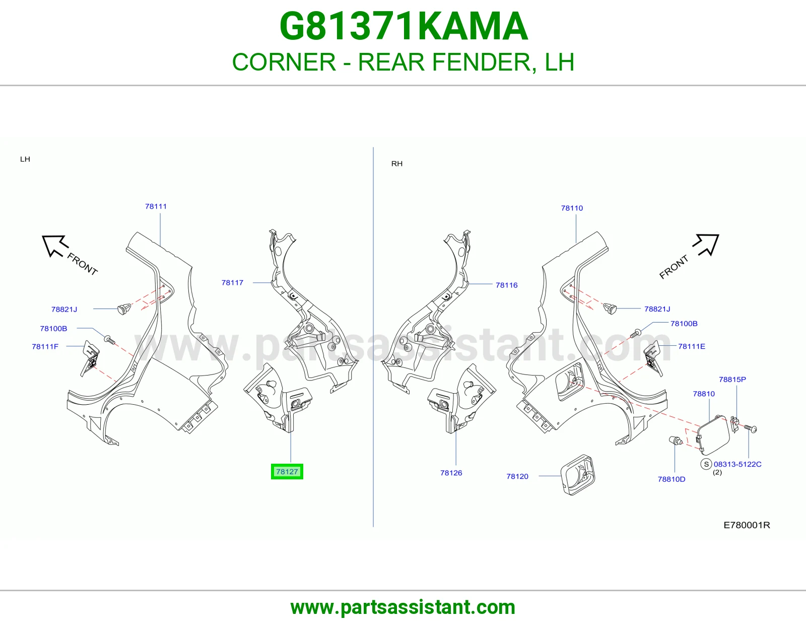 ركن رفرف خلفي يسار G81371KAMA