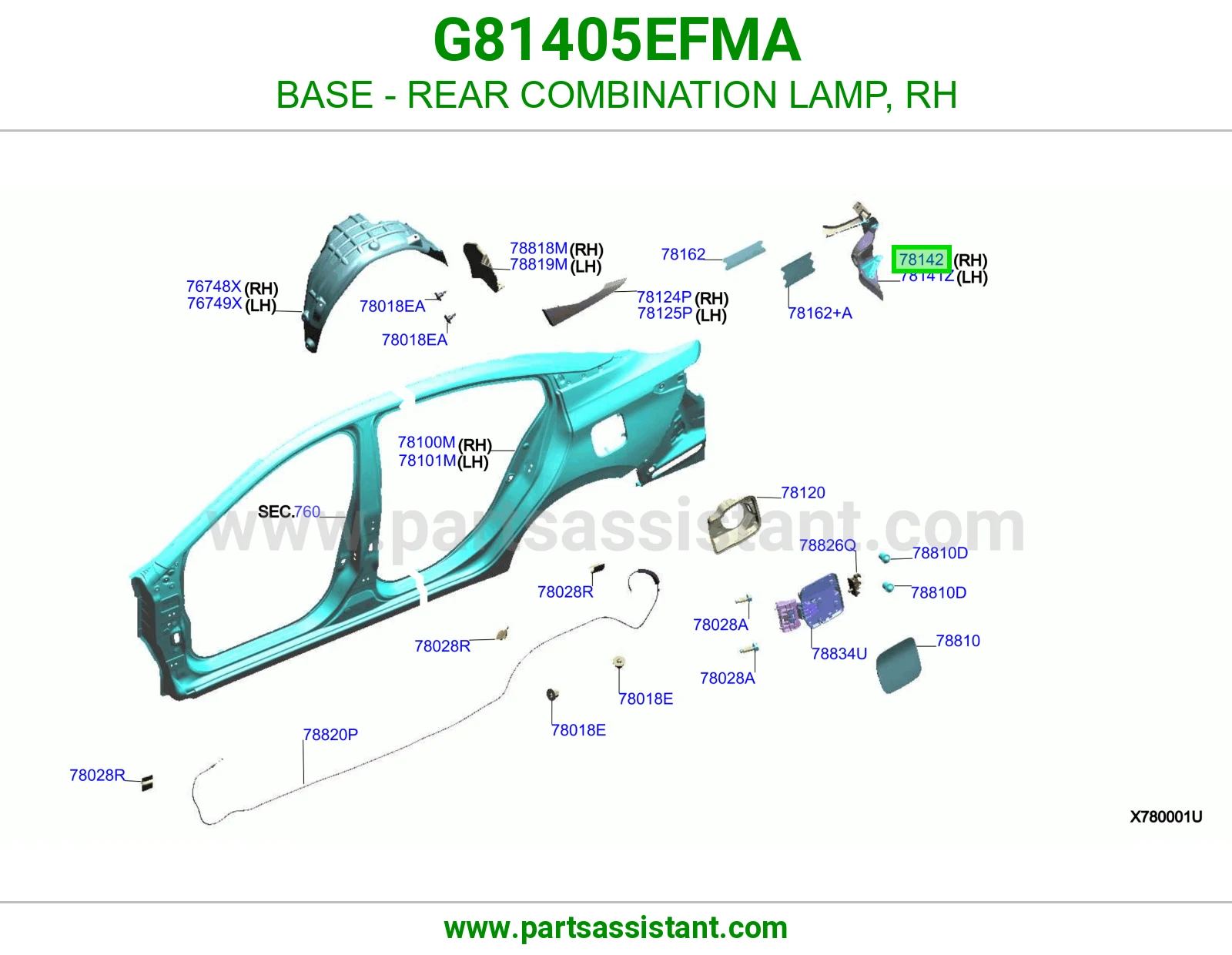قاعدة اسطب خلفي يمين G81405EFMA