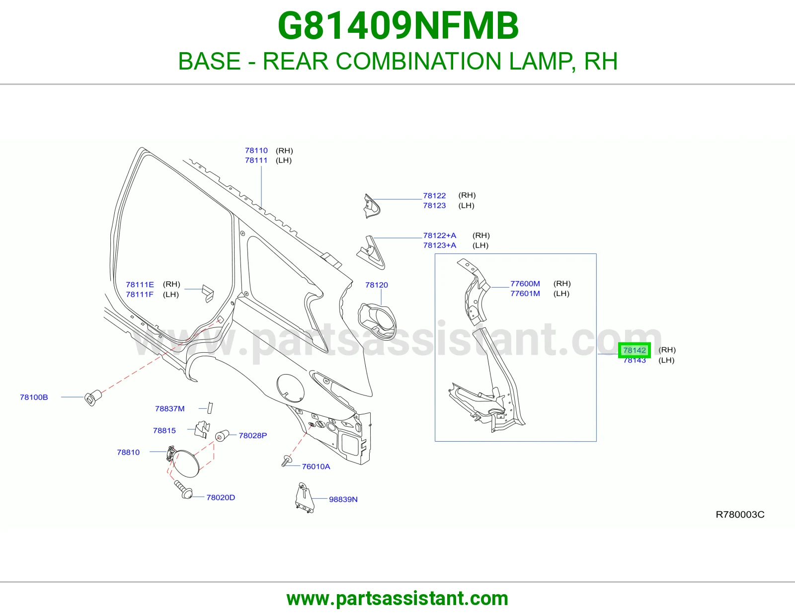 قاعدة اسطب خلفي يمين G81409NFMB