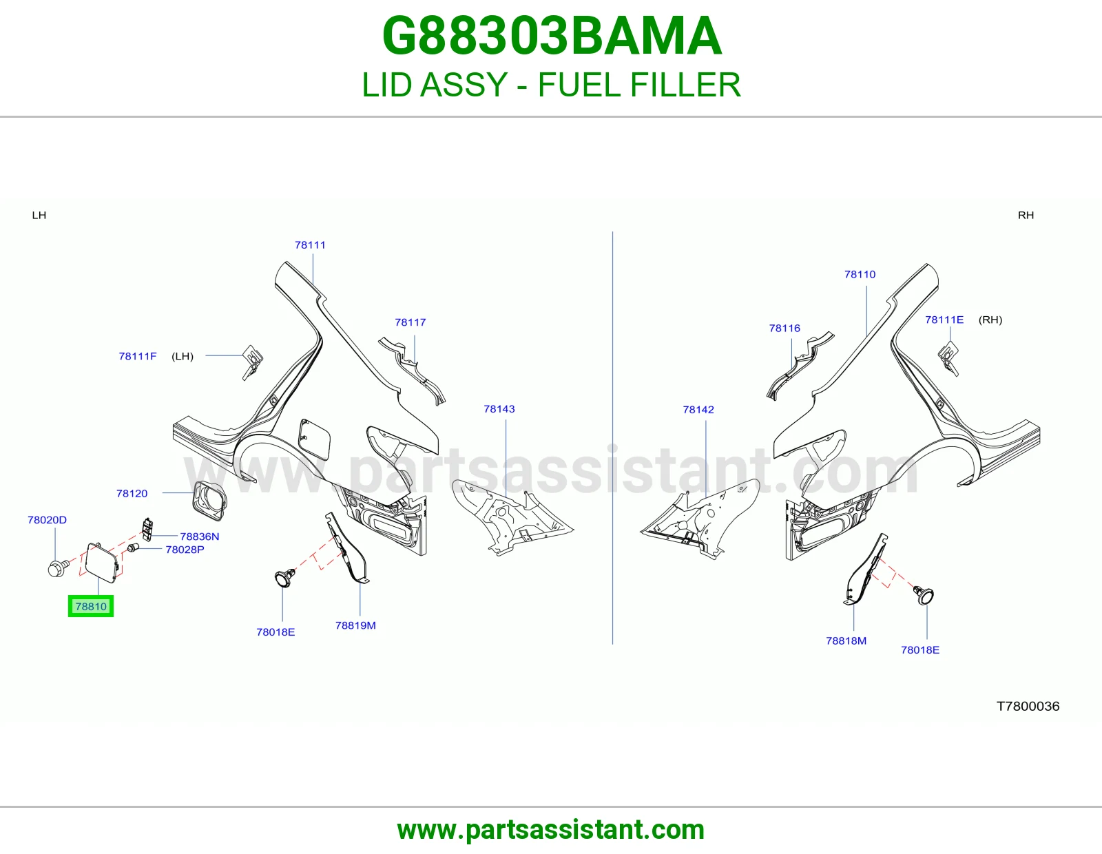 غطاء فتحة تانكي بنزين كامل G88303BAMA