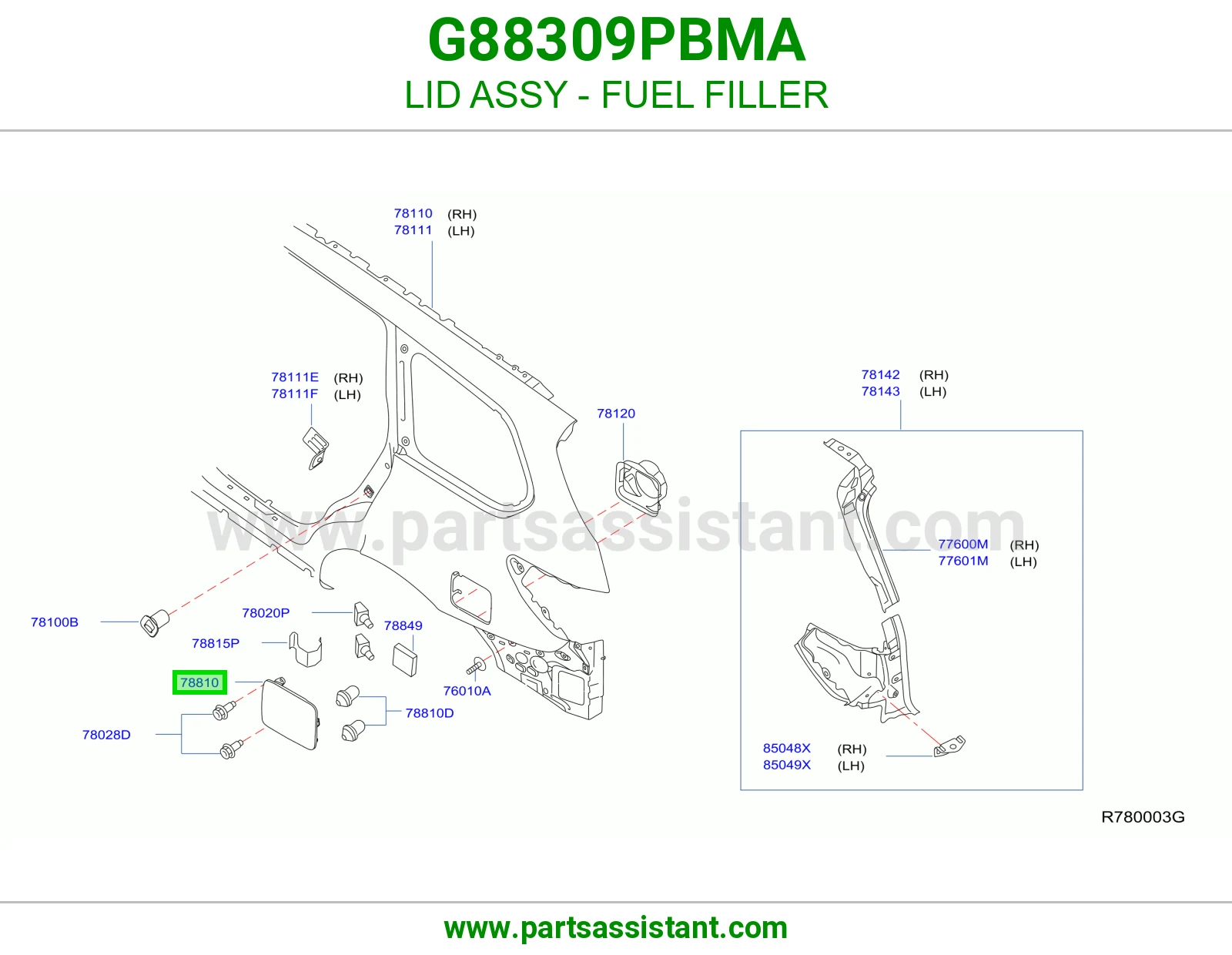 غطاء فتحة تانكي بنزين كامل G88309PBMA